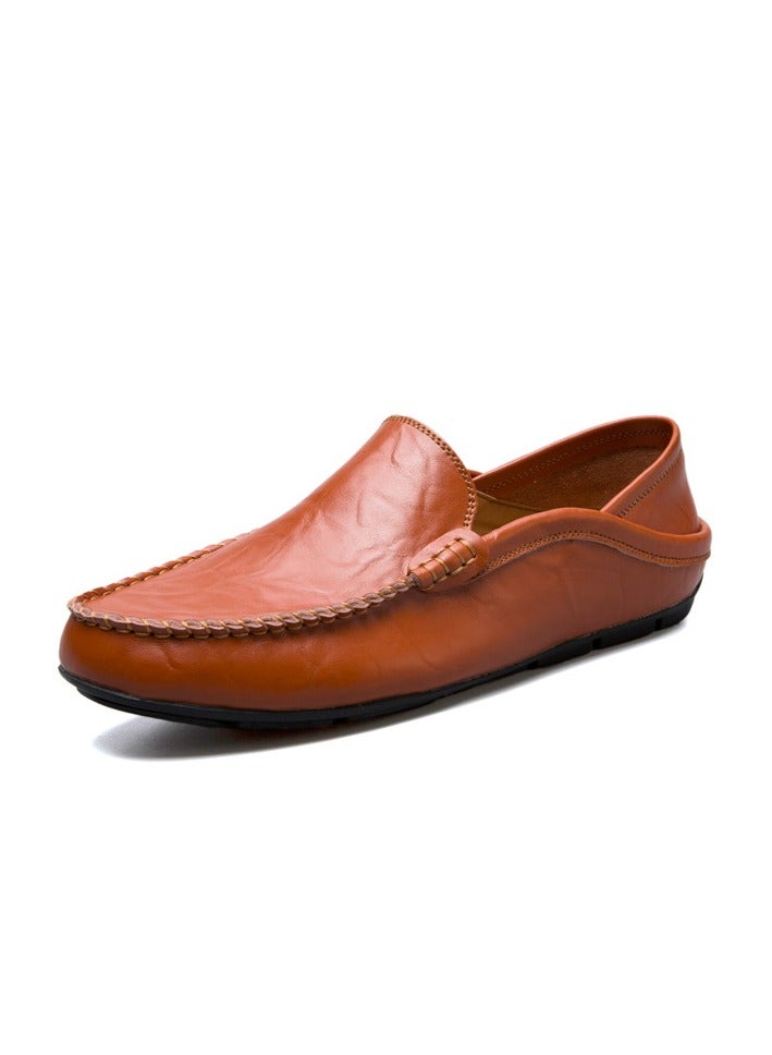 Shougu Outdoor Casual One-Step-On Flat Men's Leather Shoes  - Image 1