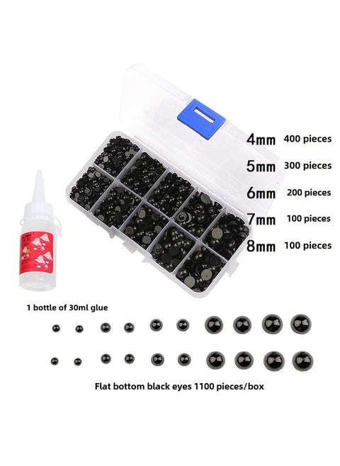 Acrylic Flat-Back Panda Eyes Nose DIY Doll Beads About 1100 boxes + glue for 4-8mm in total