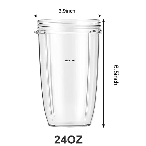 LVAINIT Blender Cups 24oz Cups with Flip-Top To-Go-Lids Fit for NutriBullet Blender 600W Pro 900W NutriBullet Replacement Parts - Image 3