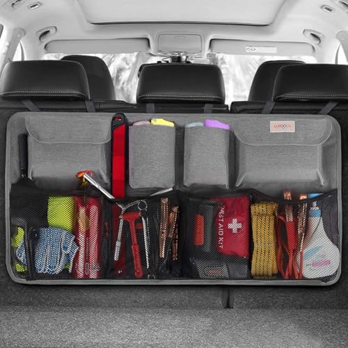SURDOCA Hanging Trunk Organizer for SUV, [UPGRADED 7 Times] Car Organizers and Storage, Car Accessories Interior, Space Saving Expert-Grey - Image 1
