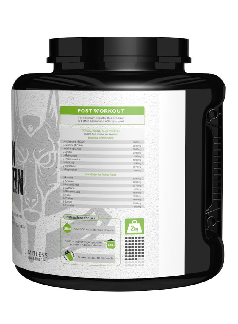 EVA PHARMA بروتين فيغان ليمتلس ألفا – 2 كجم – 33 جرام بروتين نباتي مع BCAA وغلوتامين – أرز بني، بازلاء وقرع – خالي من الجلوتين، كيتو وباليو – 46 حصة - نكهة الفراولة. - Image 3