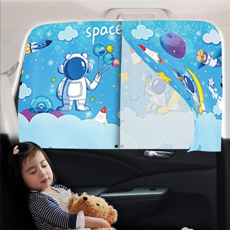 EOHMAK Car Sun Shade for Baby EOHMAK Car Side Window Sun Shade Cover Upgrade Double Opening Car Interior Curtain Sun Blocker Blind Light Blue Space 1 Pack - Image 3
