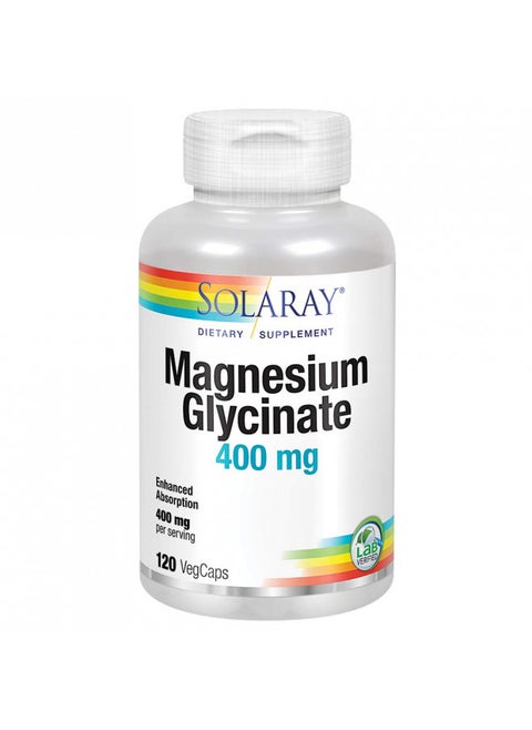 Solaray Magnesium Glycinate 400 mg | Healthy Relaxation, Bone & Cardiovascular Support (120 CT, 30 Servings)