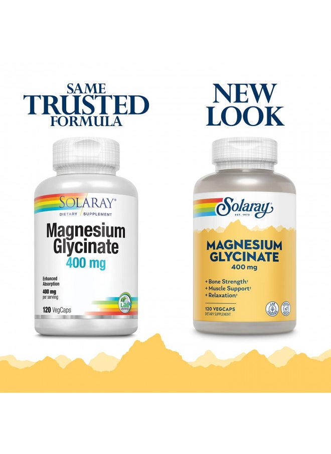Solaray Magnesium Glycinate 400 mg | Healthy Relaxation, Bone & Cardiovascular Support (120 CT, 30 Servings)