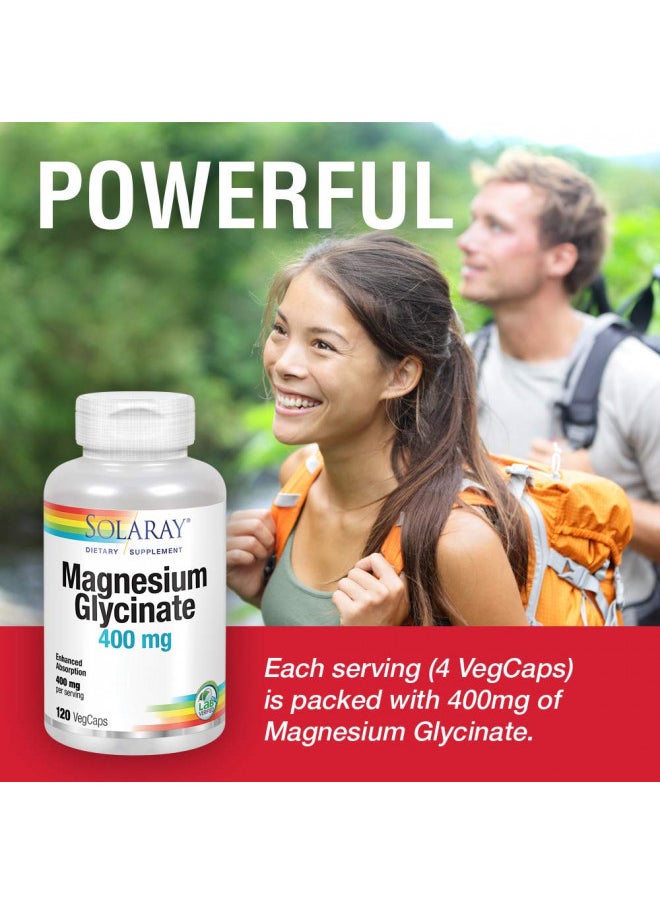Solaray Magnesium Glycinate 400 mg | Healthy Relaxation, Bone & Cardiovascular Support (120 CT, 30 Servings)