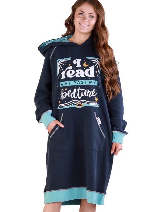 Lazy One Oversized Hoodie Sweatshirt, Comfortable Loungewear, Books, Reading (Read Past Bedtime, S/M) - Image 1