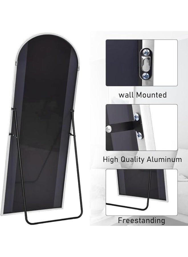 NAMA Anti Shock Breakable frame Full length Mirror 170cm x60cm with metal stand and can be hanged on the wall Premium  Standing Mirror, Large Wall Mirror, Full Length Mirror with 1.6 cm Thick Aluminium Frame and Fixed Back Panel, Decorative Mirror for Living Room, Sleep, Dressing(SILVER) - Image 4