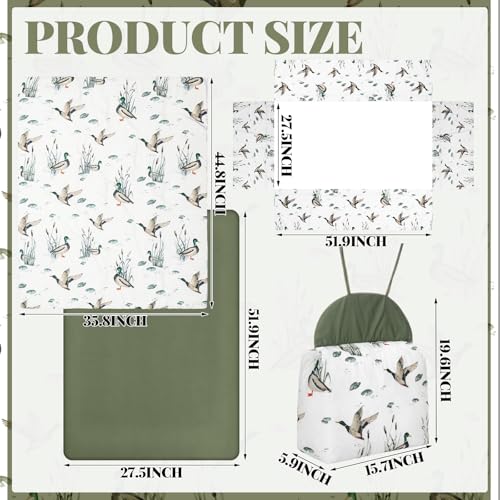 Oudain 4 Piece Mallard Duck Crib Bedding Set Including Mallard Duck Crib Skirt Blanket Crib Sheet and Diaper Stacker Soft Neutral Nursery Standard Size Baby Bedding for Baby Girls and Boys - Image 3