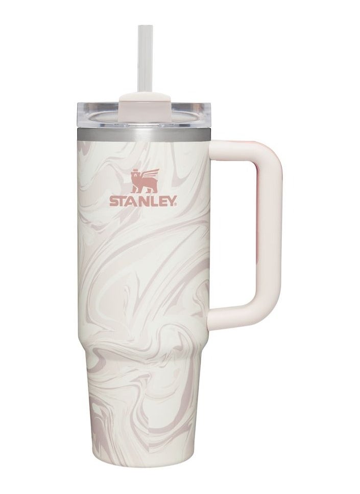 Stanley - Stanley Quencher H2.0 Flow State 40oz Cream Quartz Stainless Steel Vacuum Insulated Tumbler with Lid and Straw for Water and Iced Tea, Cold Retention, Rose - Image 1