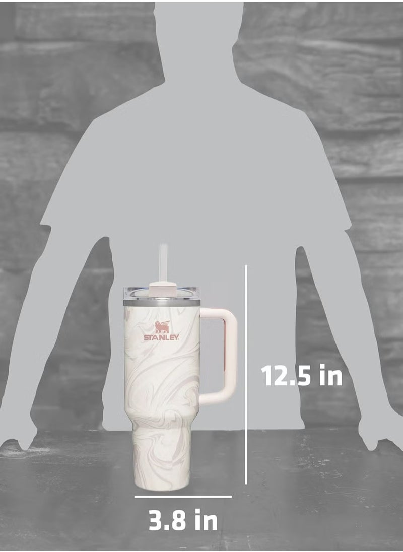 Stanley - Stanley Quencher H2.0 Flow State 40oz Cream Quartz Stainless Steel Vacuum Insulated Tumbler with Lid and Straw for Water and Iced Tea, Cold Retention, Rose - Image 1