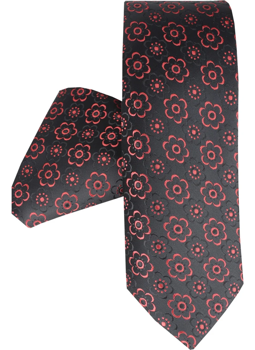 Varetta Men's Black Wide Patterned Handkerchief Tie