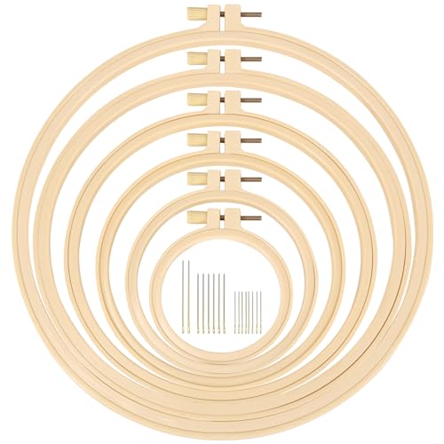 Caydo 6 Pieces Embroidery Hoops 3 Inch to 10 Inch Cross Stitch Hoop Small Embroidery Hoop with 16 Pieces Needles for Embroidery, Punch Needle, Craft Sewing and Ornaments - Image 1