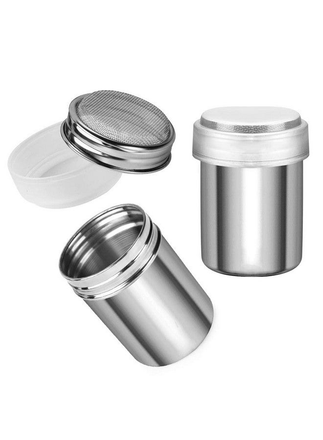 أكمور أكومور، قطعتان من منفضة سكر بودرة، منخل دقيق قرفة، 7 أونصة من الفولاذ المقاوم للصدأ، هزازات شبكية دقيقة للقرفة والملح والفلفل - Image 1