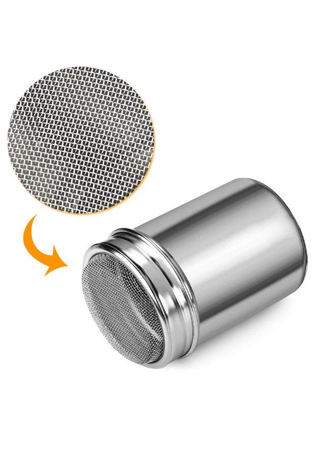 أكمور أكومور، قطعتان من منفضة سكر بودرة، منخل دقيق قرفة، 7 أونصة من الفولاذ المقاوم للصدأ، هزازات شبكية دقيقة للقرفة والملح والفلفل - Image 2