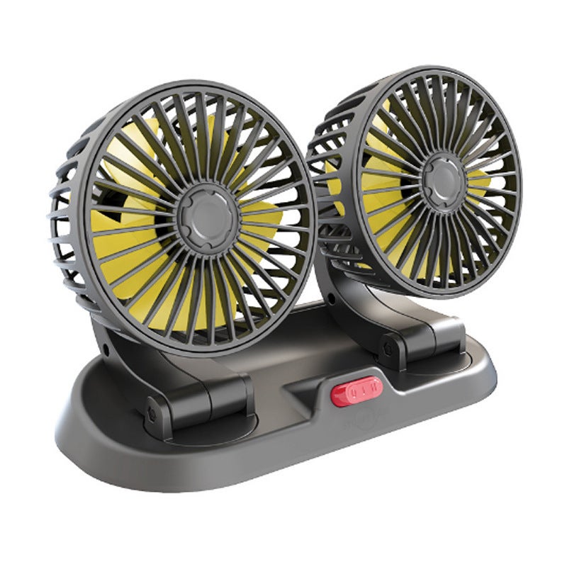 Car Dual-Head Mini Fan 360° Rotating with Parking Sign - Image 5