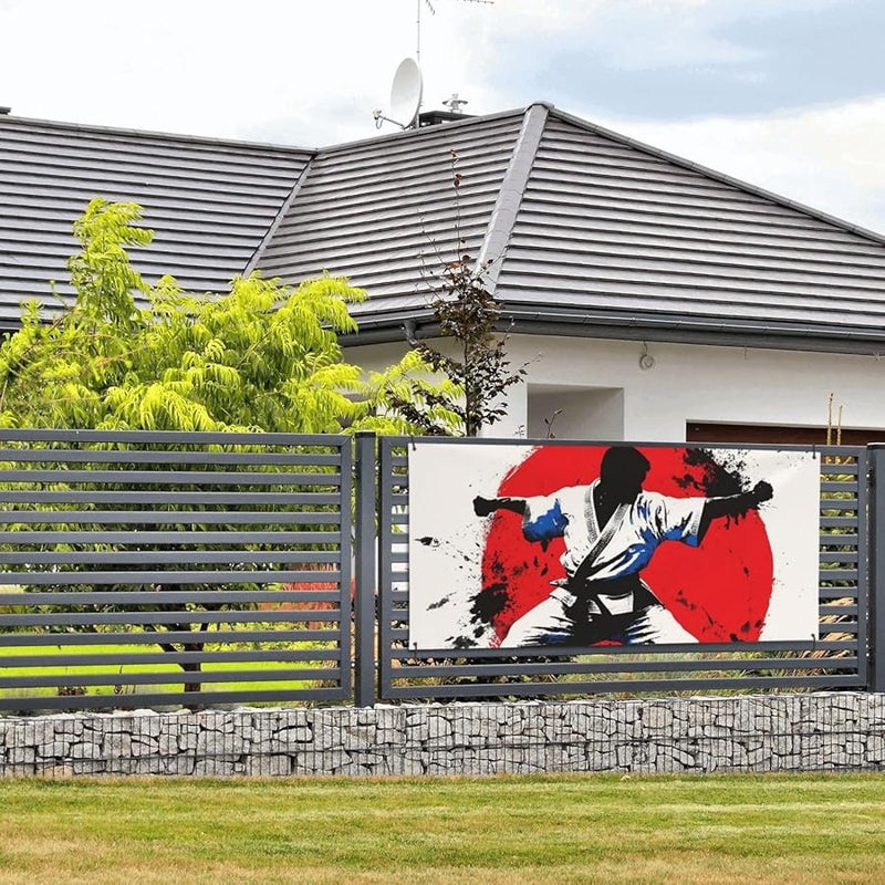 Personalized Taekwondo Design Birthday Banner Flag Large Size Wall Hanging Backdrop For Party Decoration - Image 1