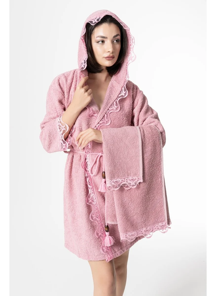 Ender Home Pavlin Bridal Bathrobe Set 5 Pieces Lace Dowry Women's Bathrobe