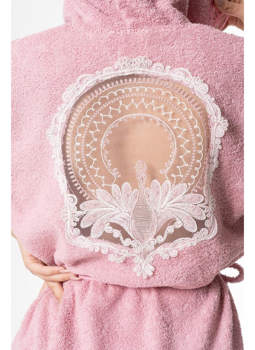 Ender Home Pavlin Bridal Bathrobe Set 5 Pieces Lace Dowry Women's Bathrobe  - Image 5