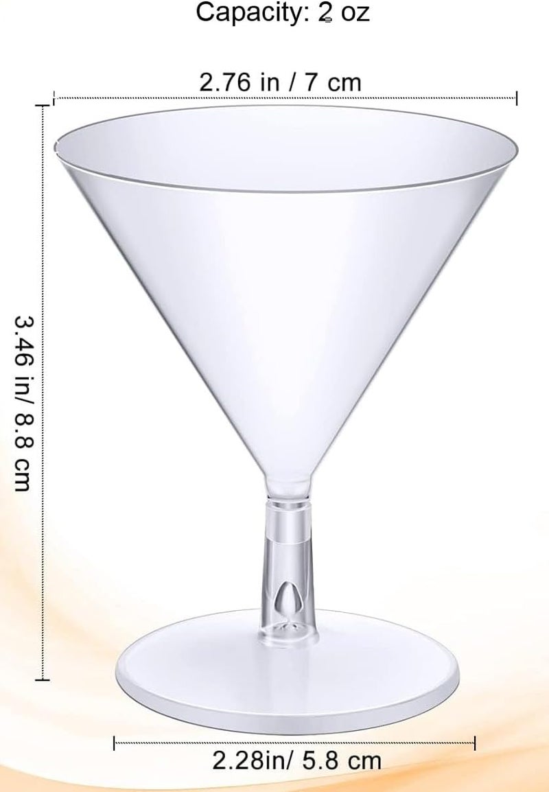 Zappy 120 Disposable Mini Martini Glasses - Clear Plastic Dessert Cups, Cocktail Glasses, 2 oz Wine Shooter Shot Glasses, 2 pc Parfait Cups - Bulk Pack - Image 3