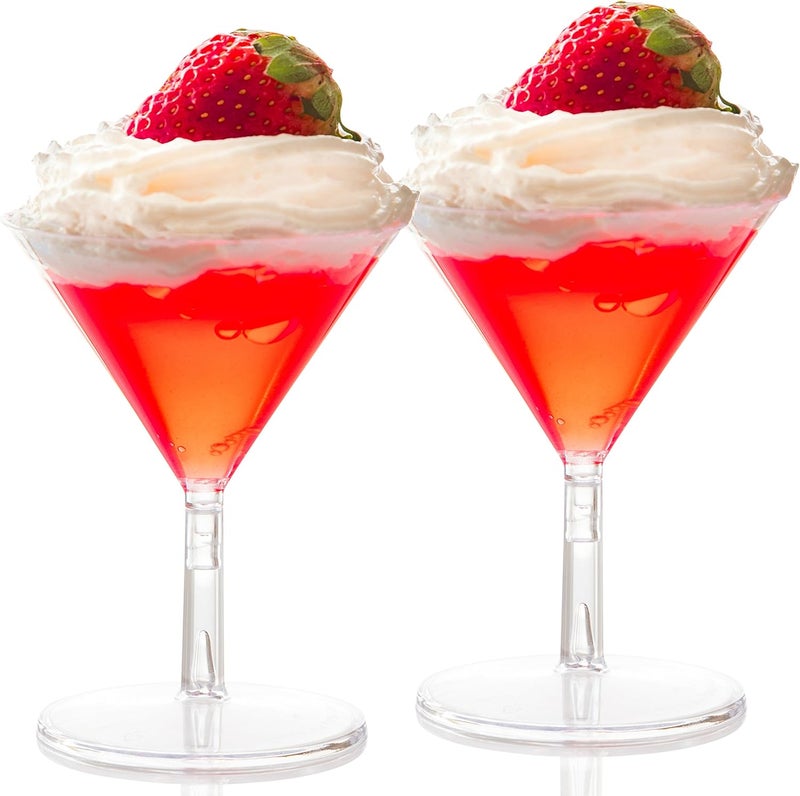 Zappy 120 Disposable Mini Martini Glasses - Clear Plastic Dessert Cups, Cocktail Glasses, 2 oz Wine Shooter Shot Glasses, 2 pc Parfait Cups - Bulk Pack - Image 1