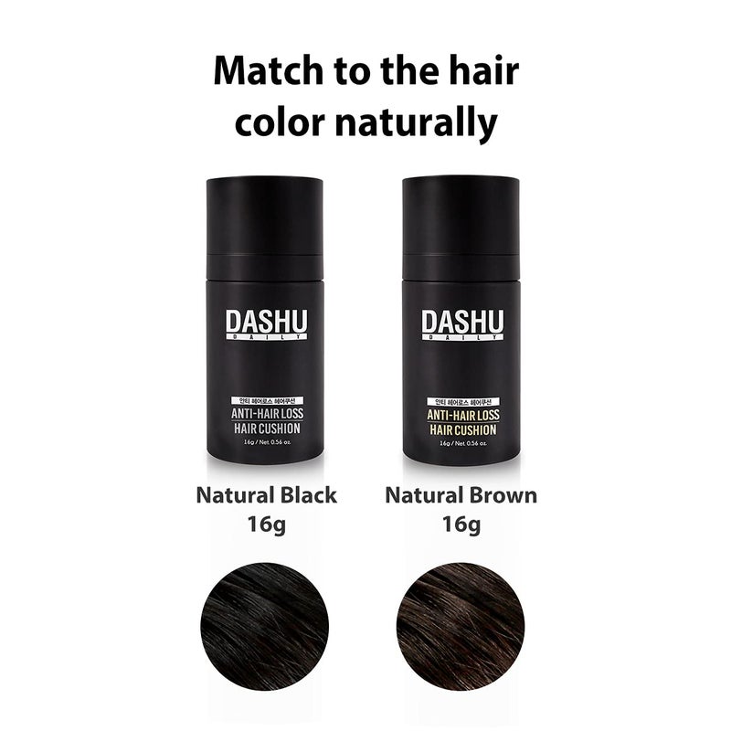 DASHU Daily Hair Cushion for Hair Fall | Hair Fibers for Thinning Hair Temporary Hair Color for Gray Hair Coverage Root Concealer Hairline Powder | Waterproof Bald Spot Cover Up for Men 0.56oz (Brown) - Image 3