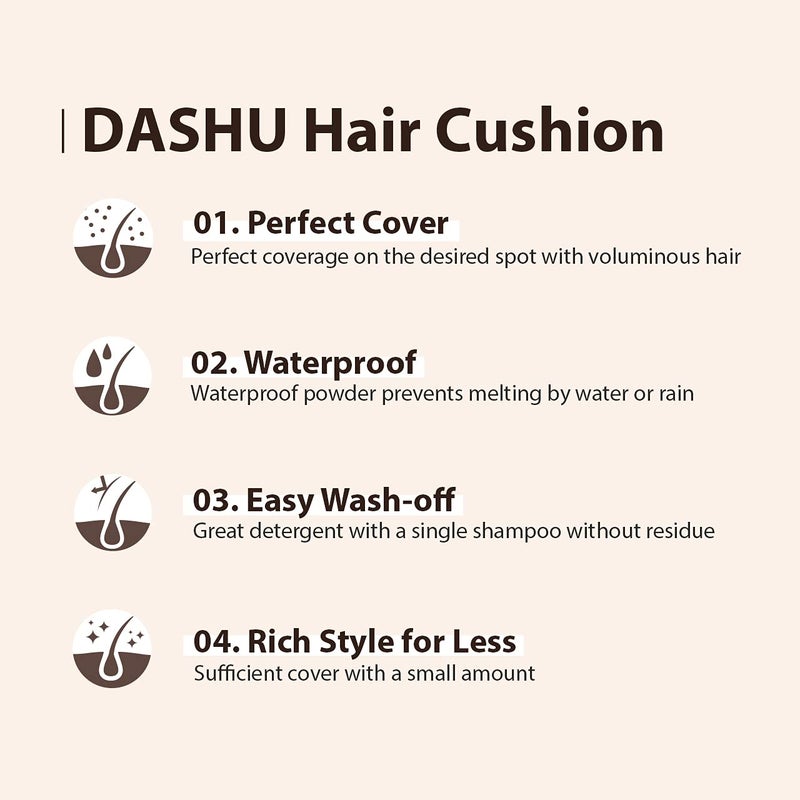 DASHU Daily Hair Cushion for Hair Fall | Hair Fibers for Thinning Hair Temporary Hair Color for Gray Hair Coverage Root Concealer Hairline Powder | Waterproof Bald Spot Cover Up for Men 0.56oz (Brown) - Image 4