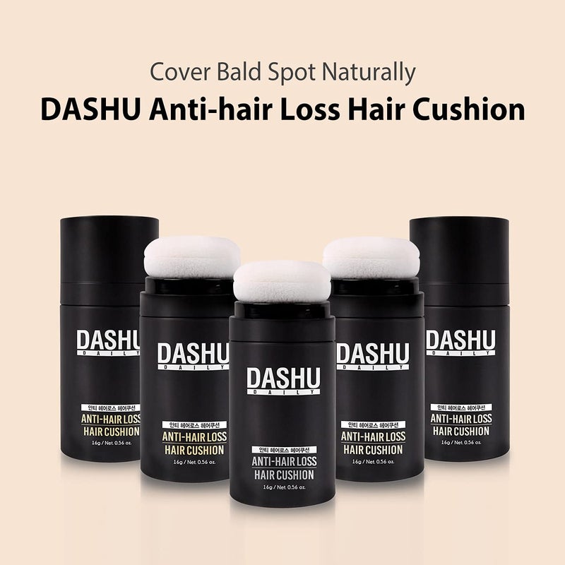 DASHU Daily Hair Cushion for Hair Fall | Hair Fibers for Thinning Hair Temporary Hair Color for Gray Hair Coverage Root Concealer Hairline Powder | Waterproof Bald Spot Cover Up for Men 0.56oz (Brown) - Image 2