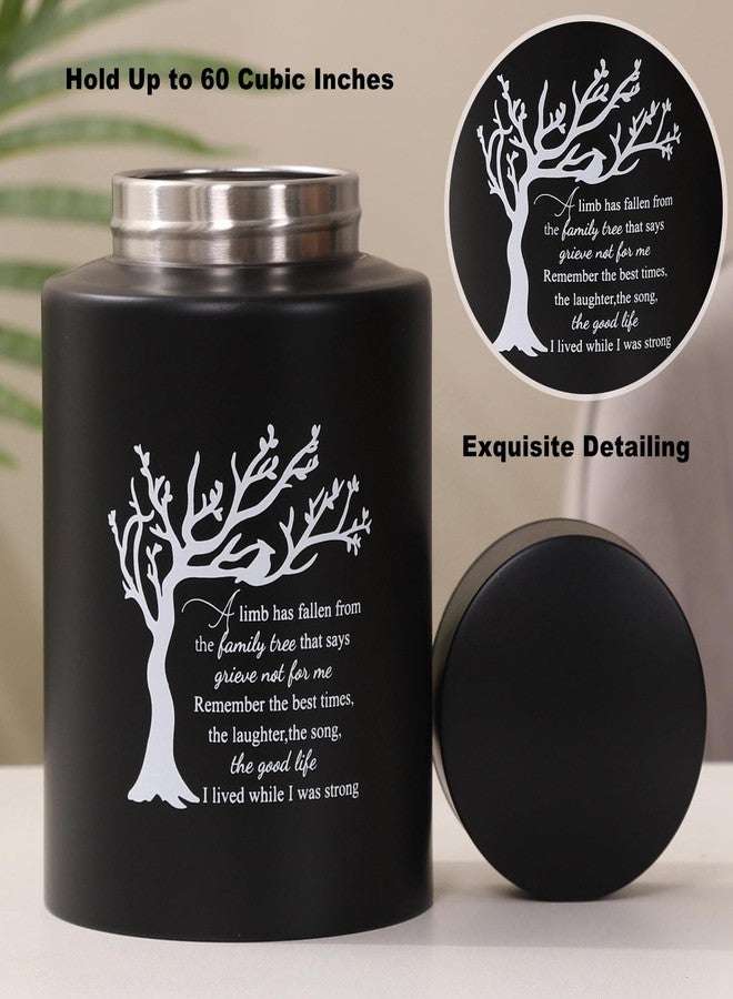 Dioeta Stainless Steel Medium Urns for Ashes - Up to 60 Cubic Inches (Tree of Life, Black) - Image 3
