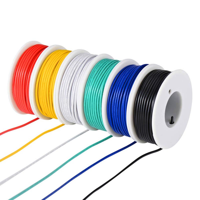 TUOFENG 20 AWG Wire Electrical Wires 20 Gauge Tinned Copper Wire, PVC (OD: 1.75 mm) 6 Different Colored 23 ft / 7 m Each,Stranded Wire Hookup Wires for DIY DC/AC - Image 1