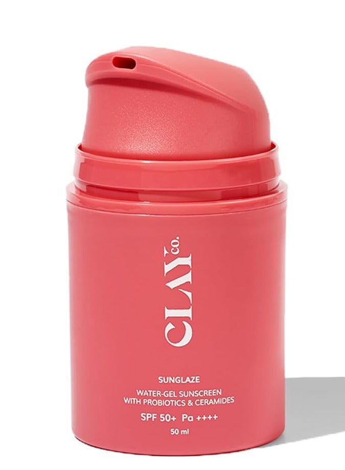 Clayco Sunglaze Sunscreen SPF 50 PA++++ | Probiotic & Ceramide-Infused | Lightweight, Non-Greasy & Fast-Absorbing | Broad Spectrum UVA, UVB & Blue Light Protection | Hydrating & Brightening | For All Skin Types (50ml) - Image 1