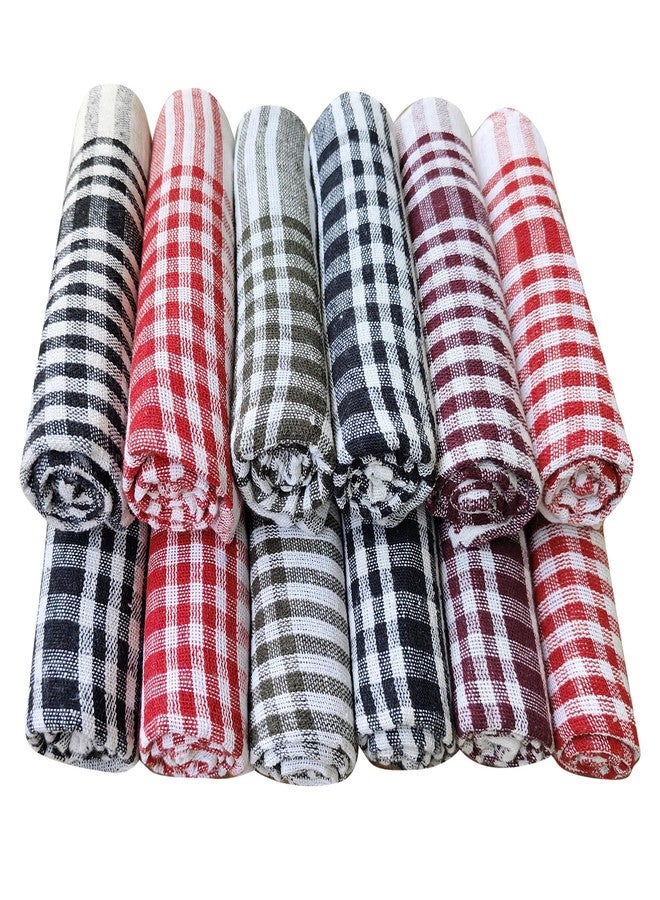 AKHVI Multicolor Washable Cotton Kitchen Towels, Pack of 12, High Absorbency, Multipurpose Towel, Dish Clothes Size (40 X 40) cm - Image 1