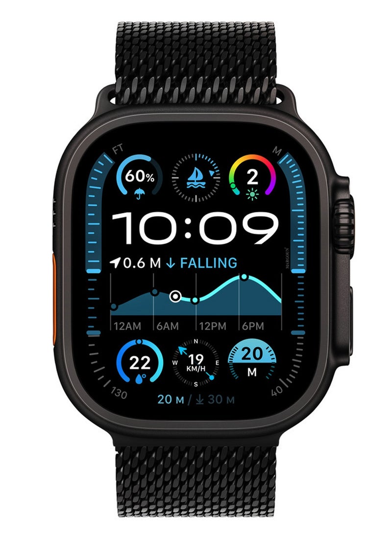 Milanese Loop for Apple Watch Band Ultra 2 Band Ultra 49mm 46mm 45mm 44mm, Parachute-Style Buckle Stainless Steel Mesh Metal Band for iWatch Series 10-1 SEÂ - Black - Image 4