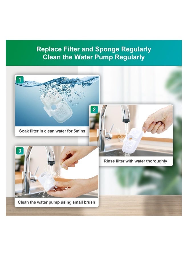 Cat Water Fountain Filter, 4 Pack Replacement Filters for Dockstream 2.5L/84oz Cat Fountain PLWF005/PLWF115, Triple Filtration System Replacement Filters for Ultra Quiet Pet Water Fountain  - Image 5