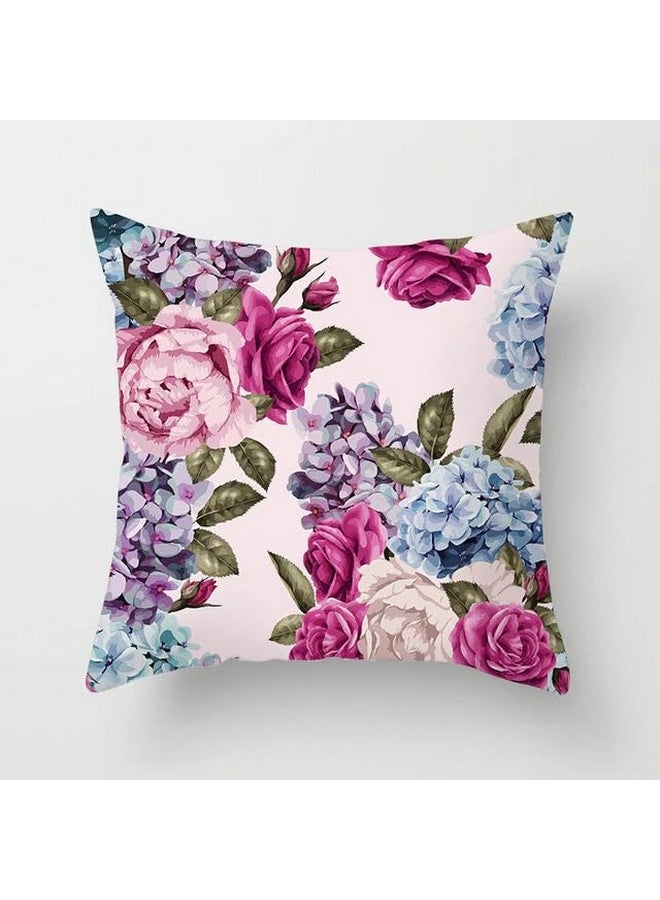 Urvaan Velvet Flower Printed Cushion Cover, 16 x 16 Inch, Set of 6, Multicolour - Image 3