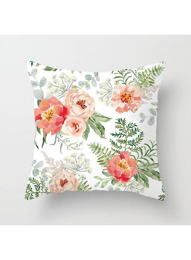 Urvaan Velvet Flower Printed Cushion Cover, 16 x 16 Inch, Set of 6, Multicolour - Image 2