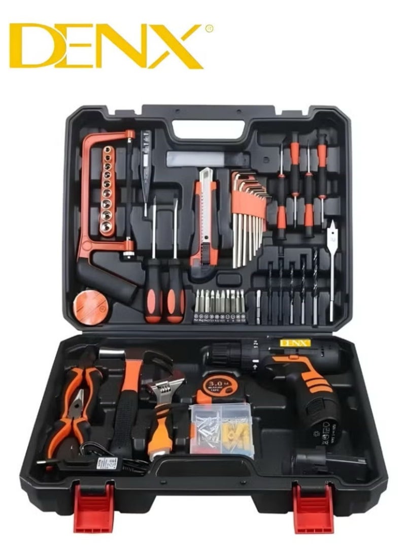 دينكس طقم مثقاب لاسلكي احترافي للاستخدام المنزلي مع أدوات يدوية للحدائق والمكتب والمنزل | أقصى قطر ١٠ مم | سرعة دوران من ٠ إلى ١٤٥٠ دورة في الدقيقة | ٢١ فولت | ١٣٠٠ مللي أمبير/ساعة | بطارية إضافية | DX1778 - Image 2