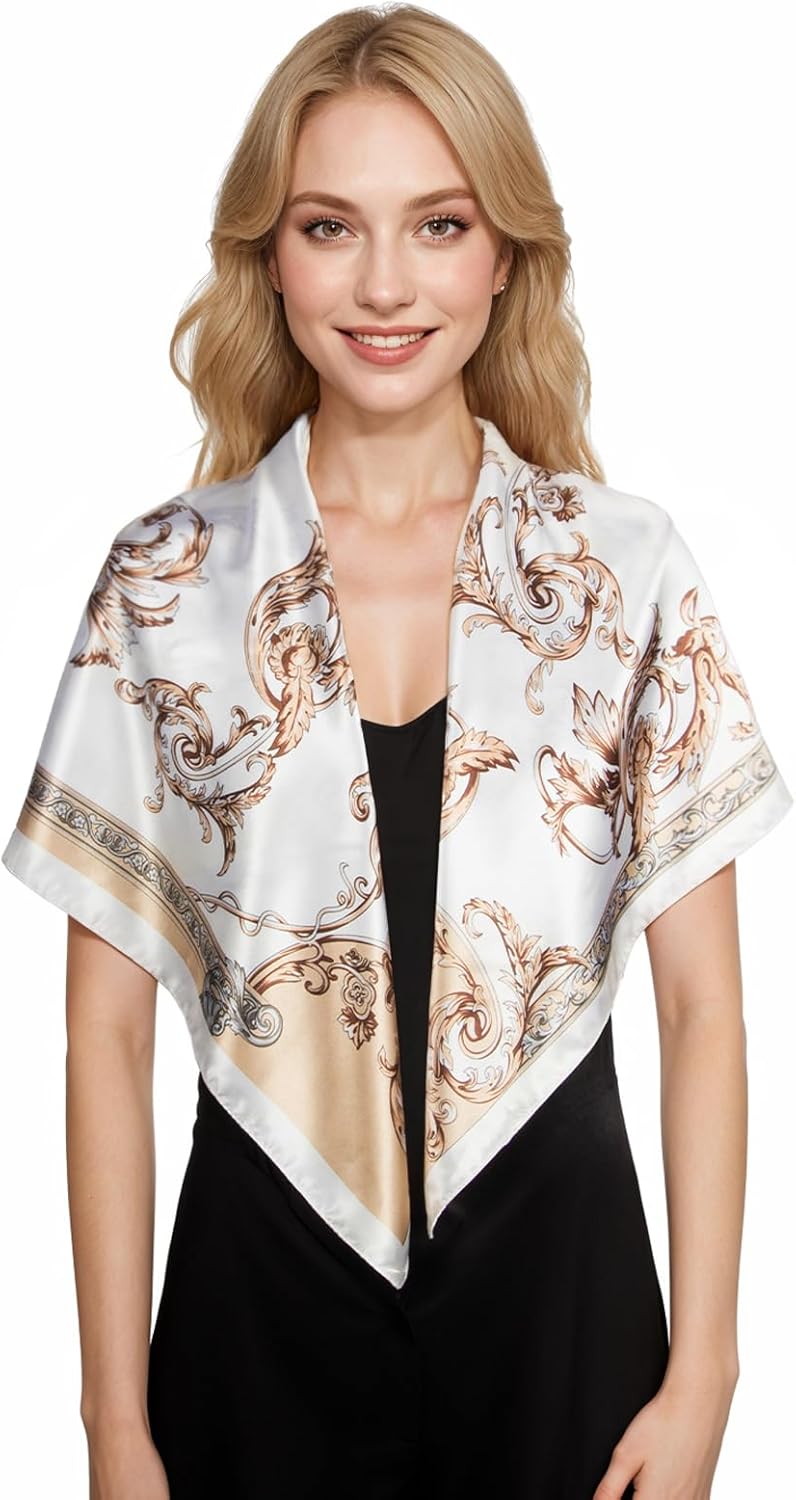 Head Scarf for Women Like Silk Scarfs Hair Scarf Printed Square Scarfs Bandanas for Women 35 Inches - Image 4