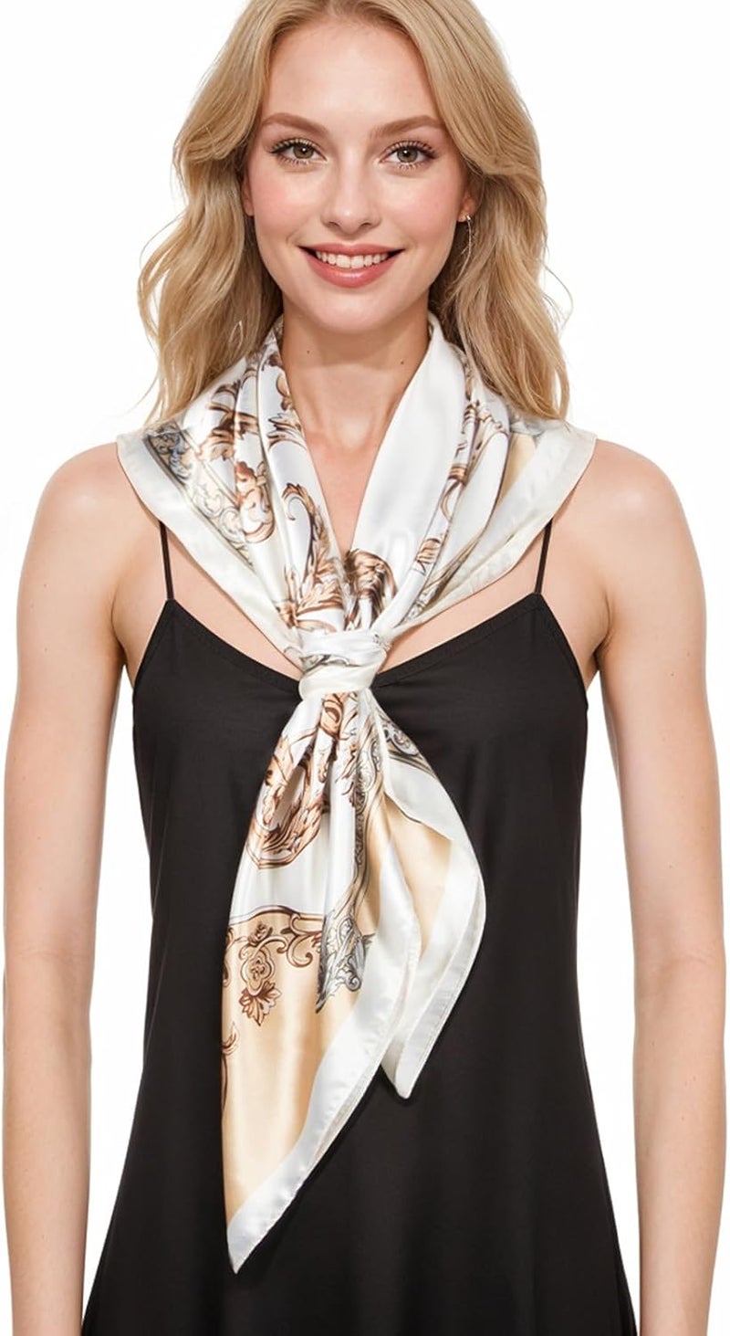 Head Scarf for Women Like Silk Scarfs Hair Scarf Printed Square Scarfs Bandanas for Women 35 Inches - Image 2