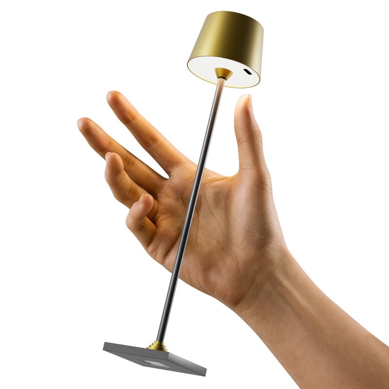 Timjorman Compact Cordless Table Lamp, Rechargeable LED Night Light, Dual Light Source (RGB Top & Warm Bottom), Touch Control & Timer, Metal Lamp for Bedroom & Kids Room (Antique Brass & Black) - Image 1