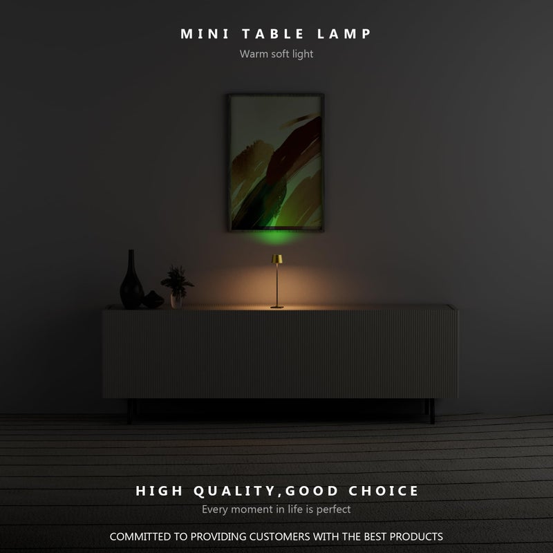 Timjorman Compact Cordless Table Lamp, Rechargeable LED Night Light, Dual Light Source (RGB Top & Warm Bottom), Touch Control & Timer, Metal Lamp for Bedroom & Kids Room (Antique Brass & Black) - Image 2