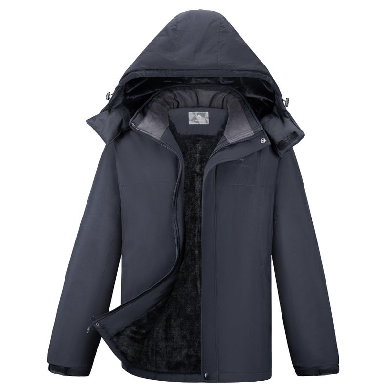 CAMEL CROWN Men's Mountain Ski Snow Jacket Waterproof Winter Coat Snowboarding Windbreaker Windproof Warm Hooded Snow Coat Dark Grey XL - Image 1