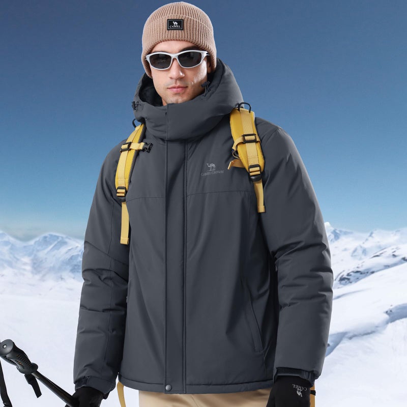CAMEL CROWN Men's Mountain Ski Snow Jacket Waterproof Winter Coat Snowboarding Windbreaker Windproof Warm Hooded Snow Coat Dark Grey XL - Image 2