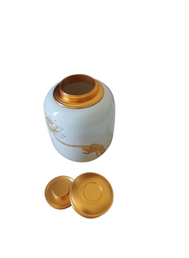 Ceramic Tea Jar Kitchen Canisters: Food Container Vintage Airtight Canister Spice Pot Pantry Organization for Serving Tea Coffee Candy  - Image 2