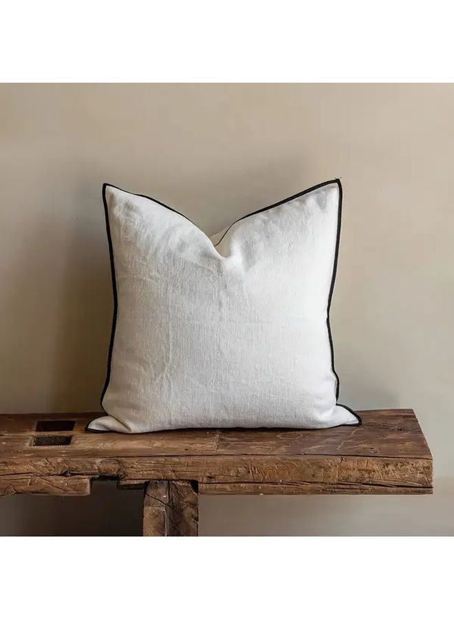 Black White Trim Pillow Cover 17x17 Inch Soft Comfortable All Seasons - Image 1