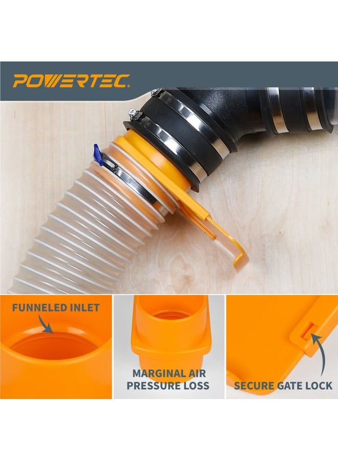 POWERTEC 70295-P2 4-Inch Integrated Blast Gate Clog Resistant, Anti Gap Tapered ABS Plastic Fitting for Dust Collection Systems, 2PK - Image 2