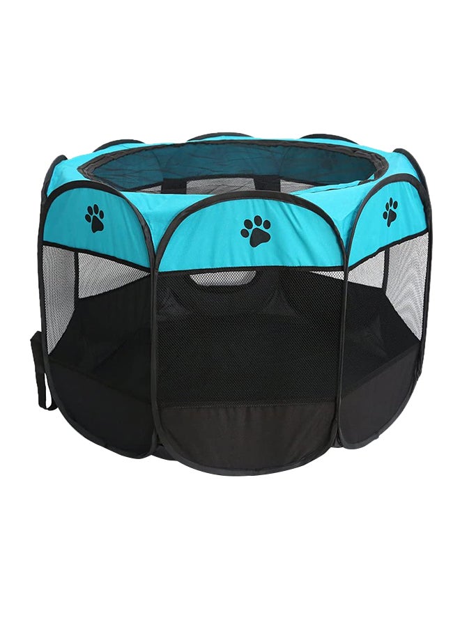 Portable Cat House Folding Pet Dog Tent Puppy Playpen Fabric Pet Rabbit Fence Blue/Black 28.4inch - Image 1