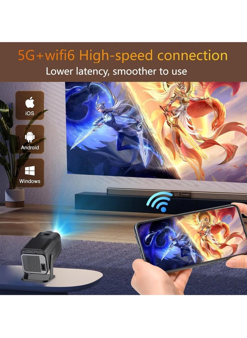 TIGER Mini 4K Native 1080P Smart Projector – Android TV 11.0, WiFi & Bluetooth, Auto Keystone, 10000 Lumens, 180-Degree Rotation, Short Throw – Ultimate Home Theater Experience  - Image 5