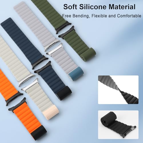 Anlinser Magnetic Bands Compatible with Samsung Galaxy Watch Ultra 2/1 Band 47mm for Men Women, Waterproof Silicone Sport Strap with Magnet Compatible with Samsung Watch Ultra, Orange/Black - Image 3