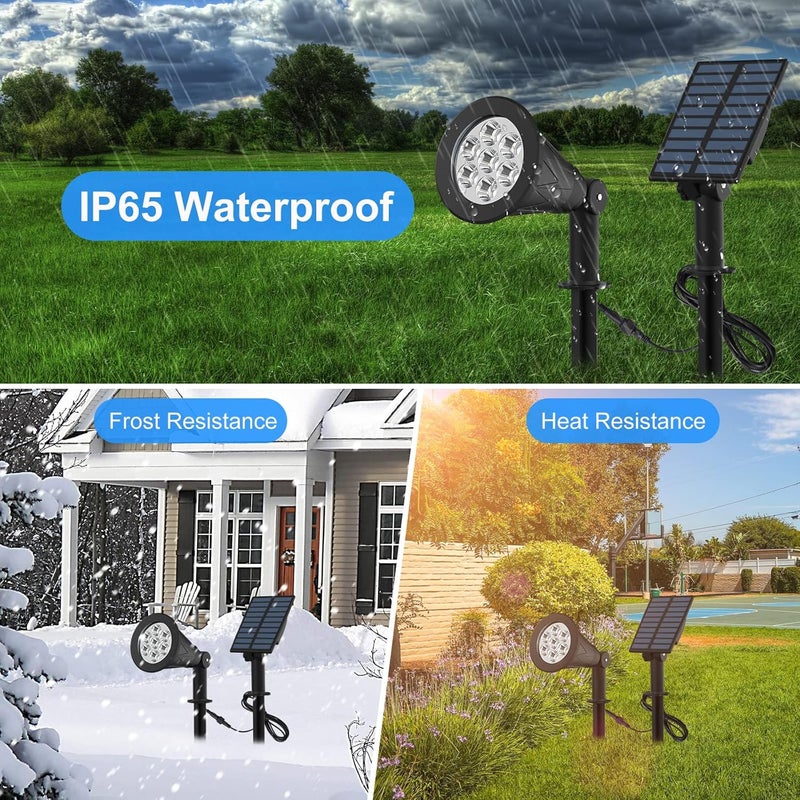 T-SUNUS RGB Solar Landscape Spotlights Christmas, Color Changing Spot Lights Waterproof IP65 Garden Pond, 180° Adjustable Halloween Wall Tree Light Separately Installed for Outdoor Indoor 2 Pack - Image 4