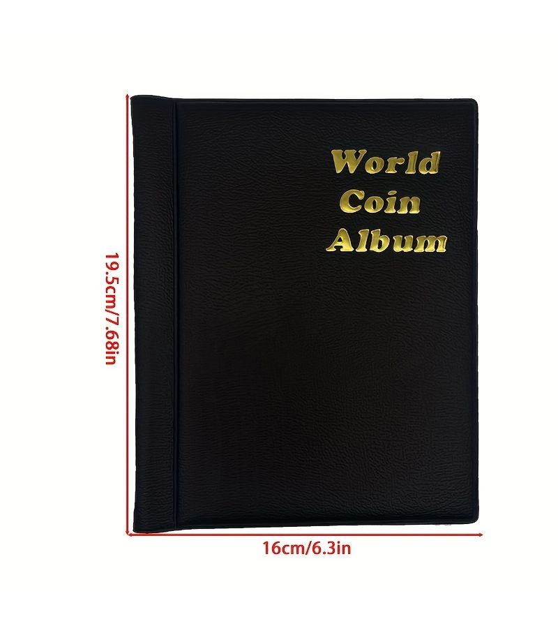 1 Piece Large Capacity 180 Slots Coin and Stamp Collection Album Burgundy Color Golden Foil Stamping Embossing Protective Sleeves Badges Stickers - Image 2